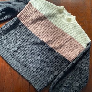 Color block drop shoulders sweater